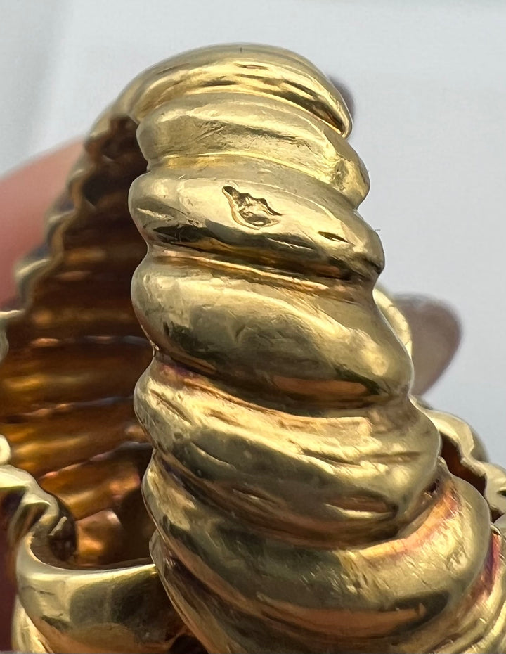Vintage French 18k Gold Ring Snail Swirl