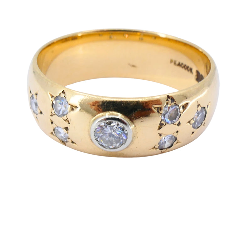 Peacock 14k Gold Diamond Band Ring