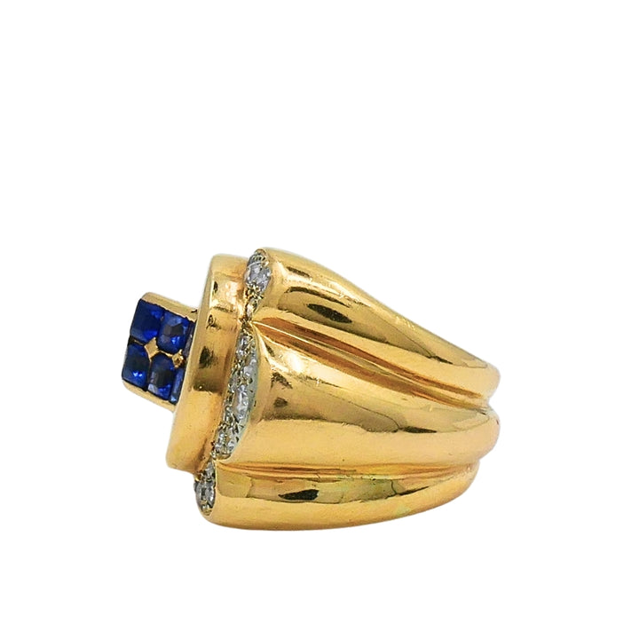 Vintage 18k Gold Sapphire Diamond Ring