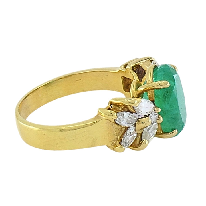 Vintage Emerald 14k Gold Diamond Ring