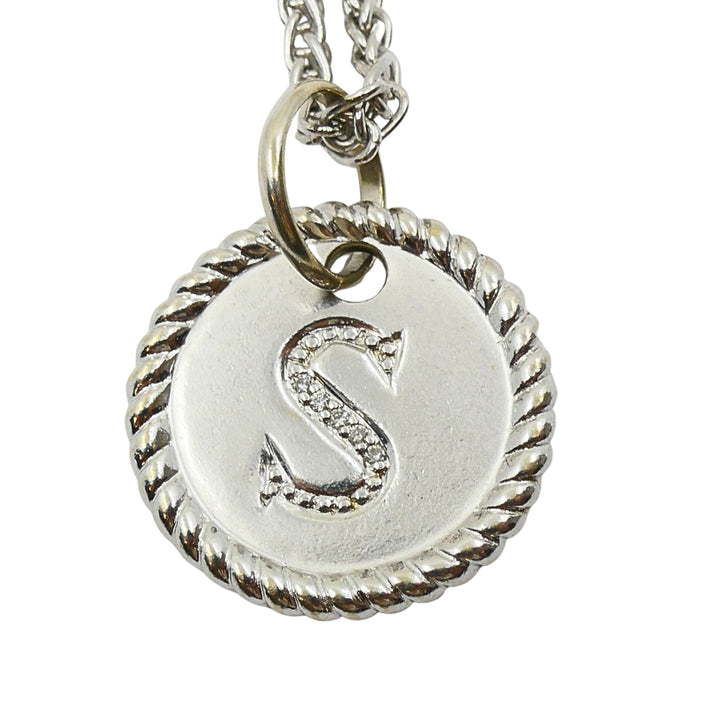 18k White Gold Monogram "S" Pendant Necklace