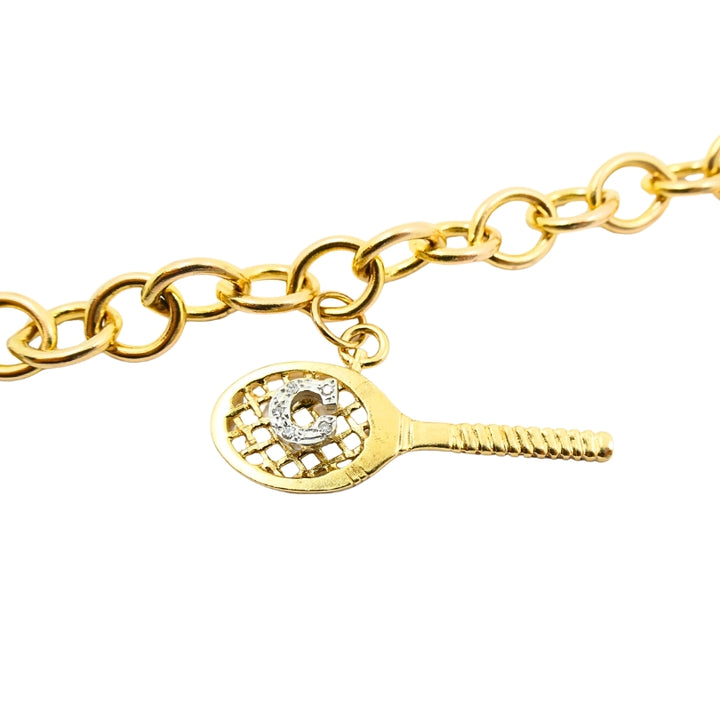 14k Gold Link Charm Bracelet Vintage Jewelry