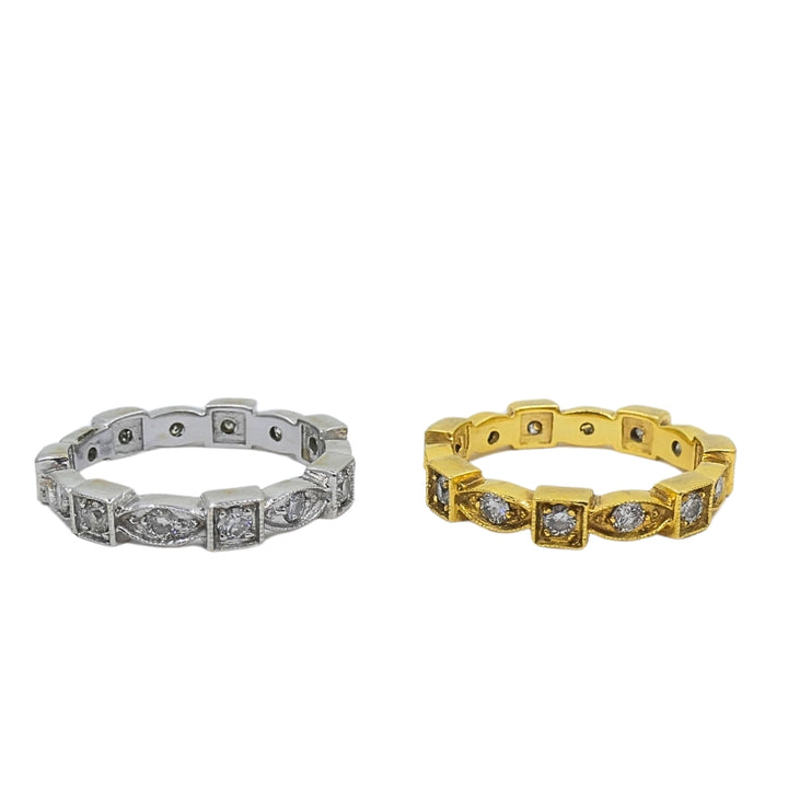Pair of Eternity Rings White and Yellow Gold Diamond