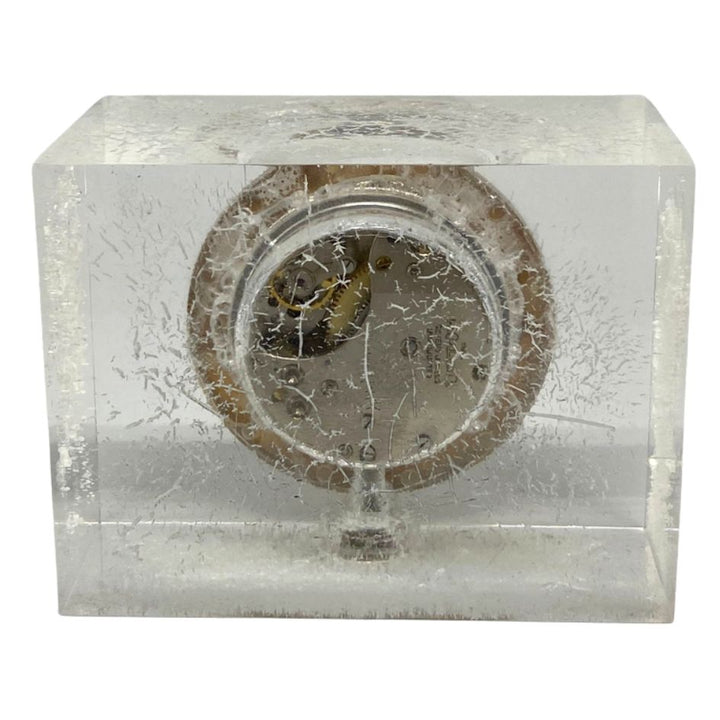 1950s Cartier Yellow Gold and Lucite Pair of Desk Clocks Lecoultre Movement