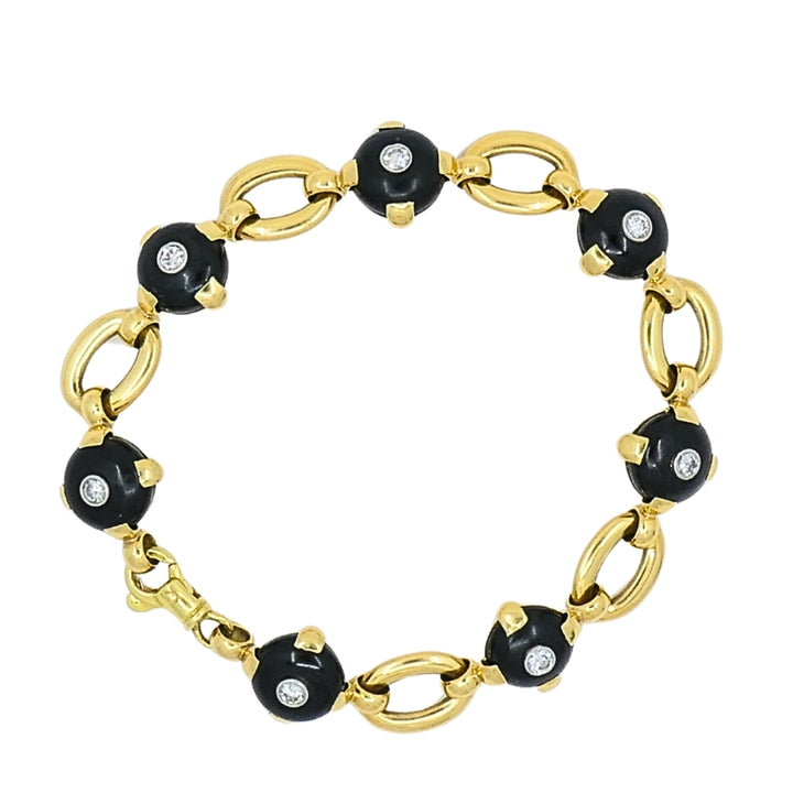 Marzo Paris 18K Gold Onyx Diamond Bracelet