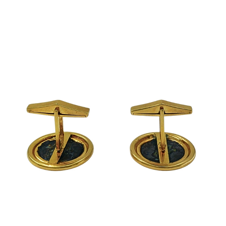 Vintage Cufflinks 14k Gold Ancient Coin Design Estate Jewelry