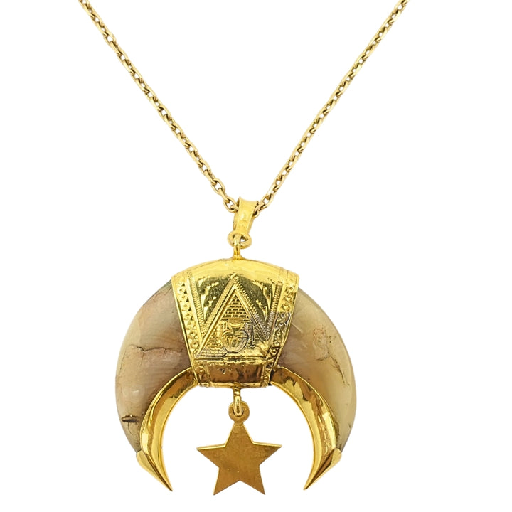 14k Gold Masonic Knight Templar Claw Pendant & 18k Gold Chain