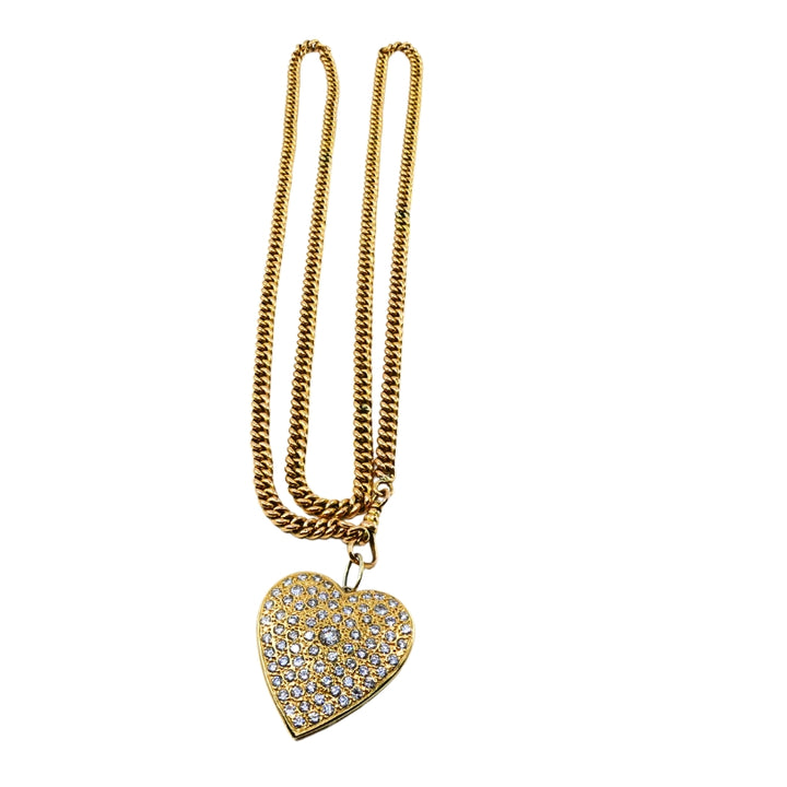 14k Gold Diamond Heart Pendant & 10k Gold Extra-Long Curb Link Chain Necklace