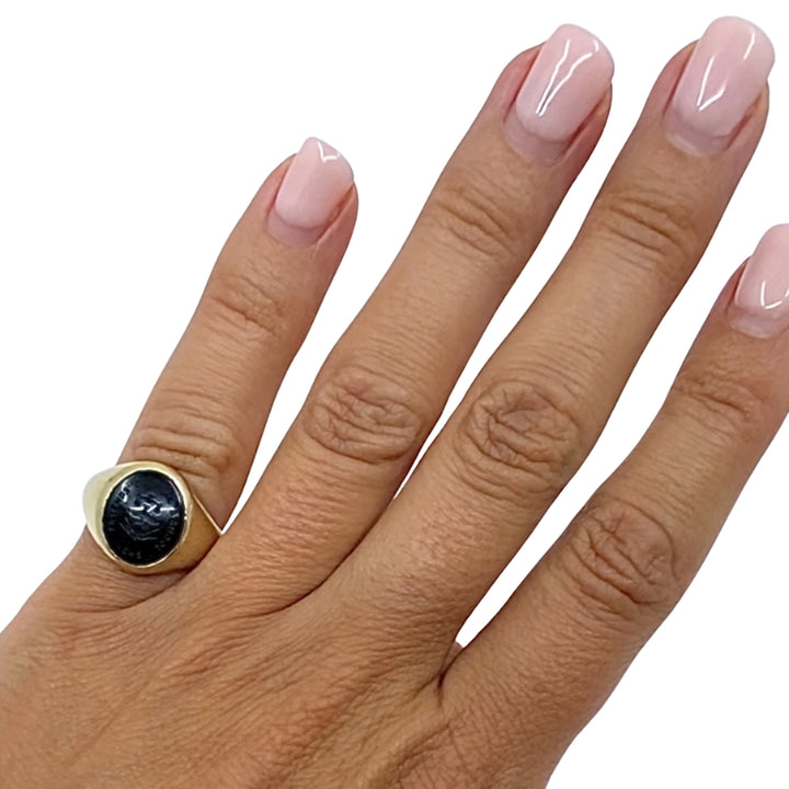 Antique Signet Ring Carved Carnelian 10k Gold