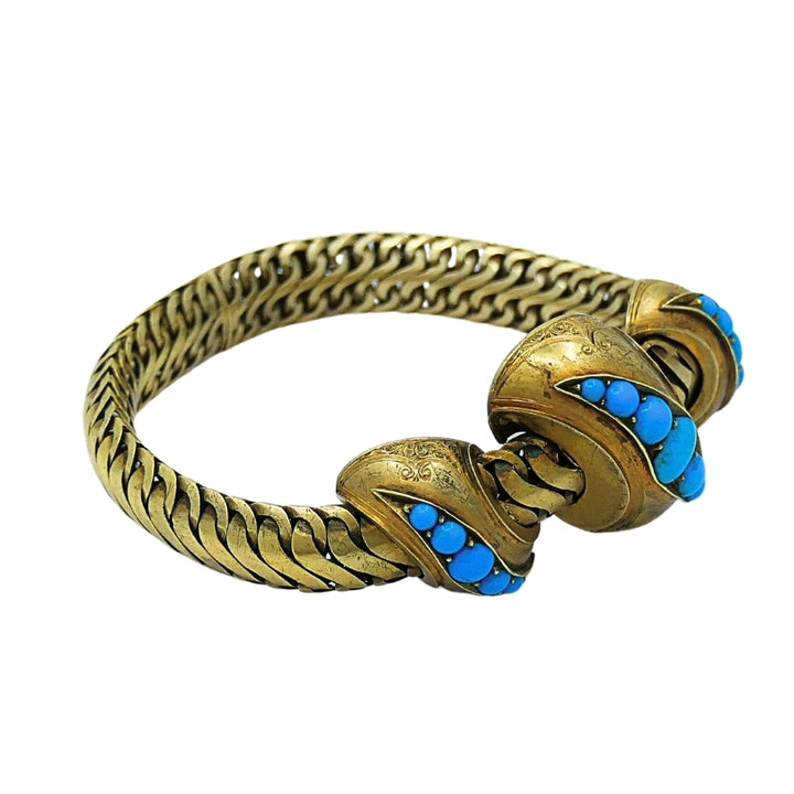 Antique Snake Bracelet Turquoise 10k Gold