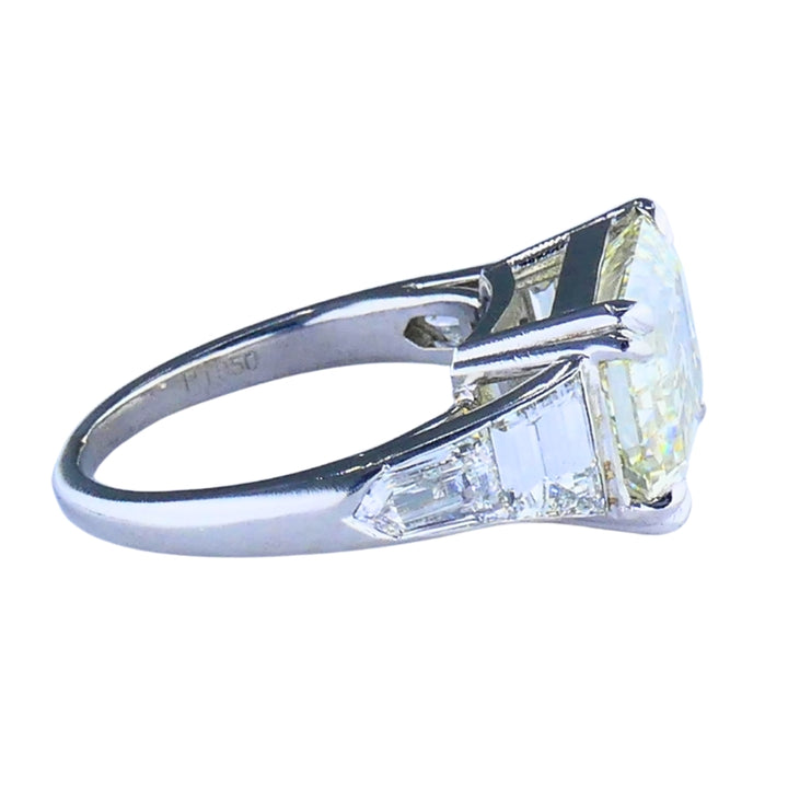 Vintage Platinum Engagement Ring Emerald Cut Diamond 6.28cts Estate Jewelry