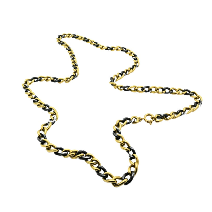 18k Gold Gunmetal Curb Link Chain Necklace