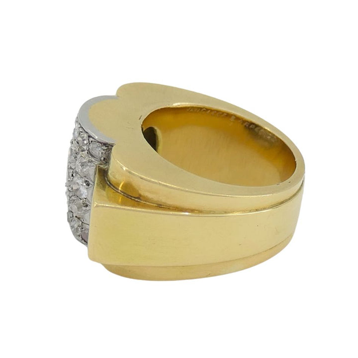 Retro Van Cleef & Arpels 18k Two-tone Gold Diamond Tank Ring