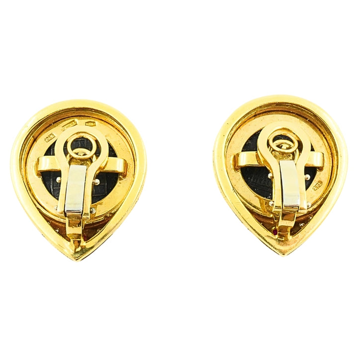 Ancient Coin 18k Gold Earrings Ruby