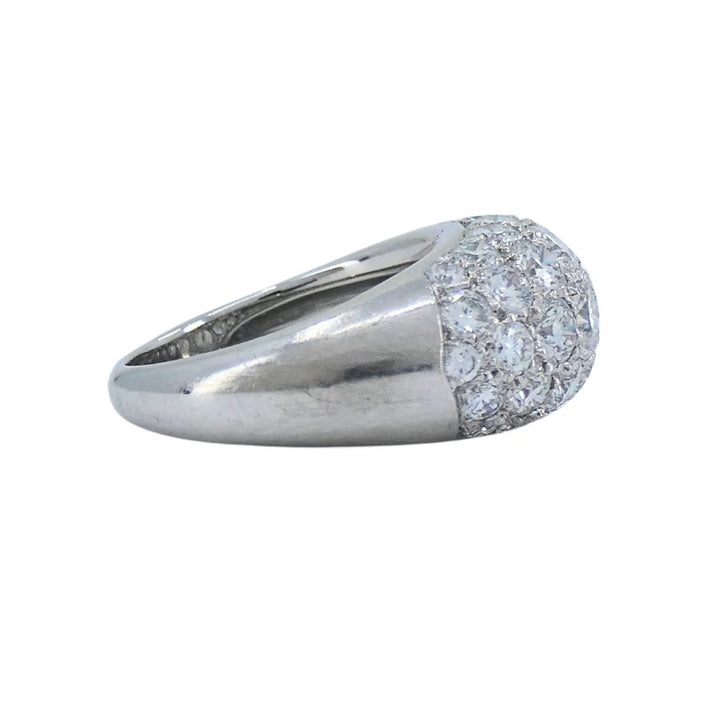 1960s Van Cleef & Arpels 18k White Gold Diamond Bombe Ring