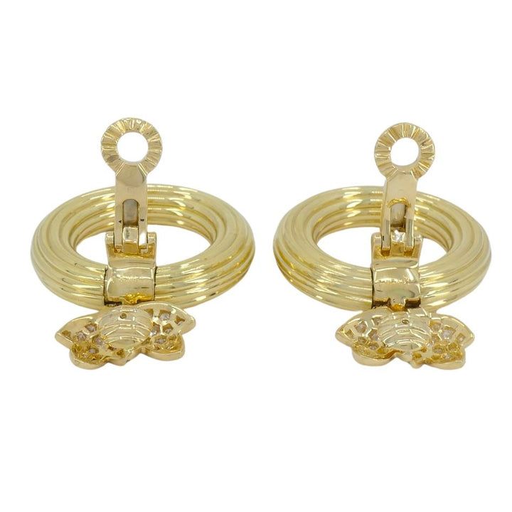1994 Cartier 18k Gold Diamond Doorknocker Clip Earrings