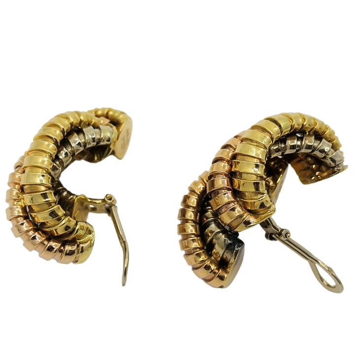 Tallarico Carlo Weingrill Tubogas Earrings Three Tone 18k Gold