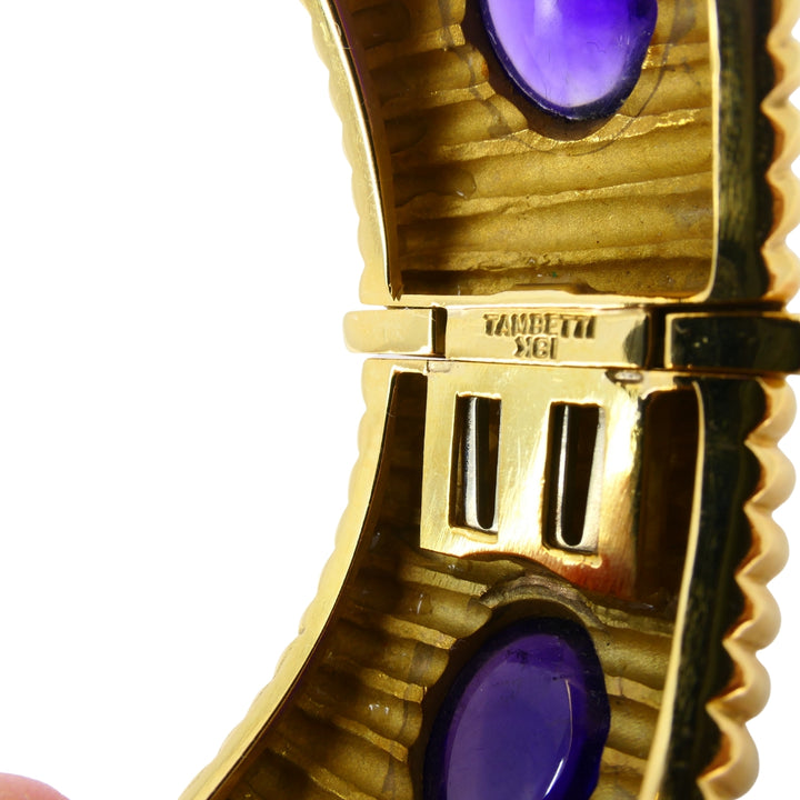 Amethyst Bracelet Tambetti 18k Gold Bangle Vintage Jewelry