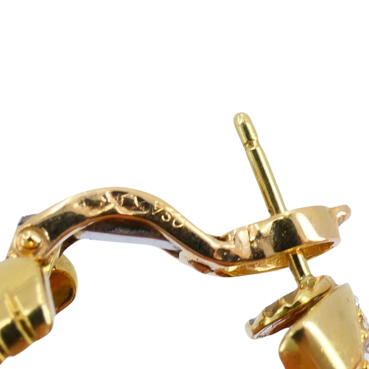 Cartier Hoop Earrings Diamond  18k Gold Triangular Pattern