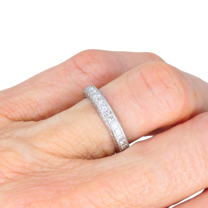 Michael Beaudry Princess Cut Diamond Eternity Band Platinum Size 6 Wedding Ring