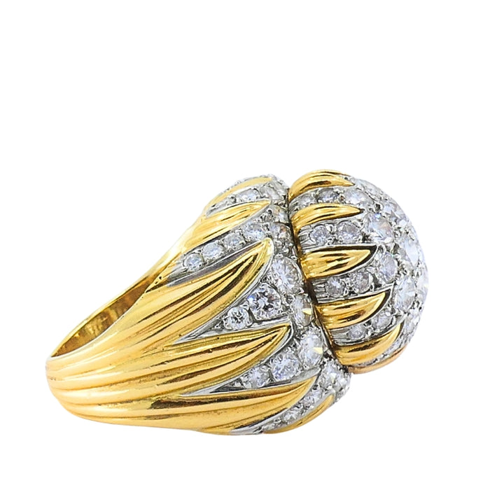 Vintage 14k Gold Diamond Cocktail Floral Dome Ring