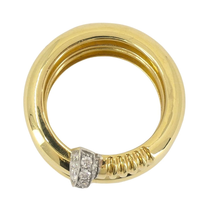 David Webb 18k Gold Platinum Diamond Nail Ring