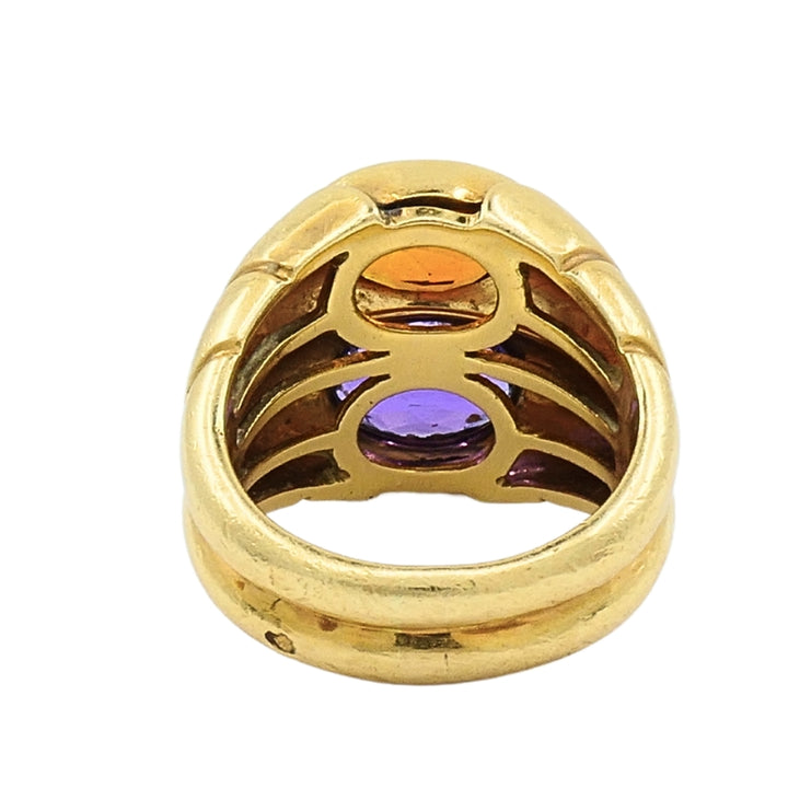 Bvlgari Doppio Ring Citrine & Amethyst 18k Gold