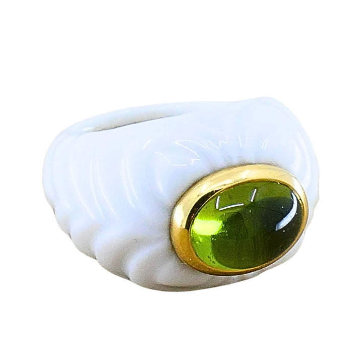 Bvlgari Bulgari Chandra Ring Porcelain Peridot 18k Gold