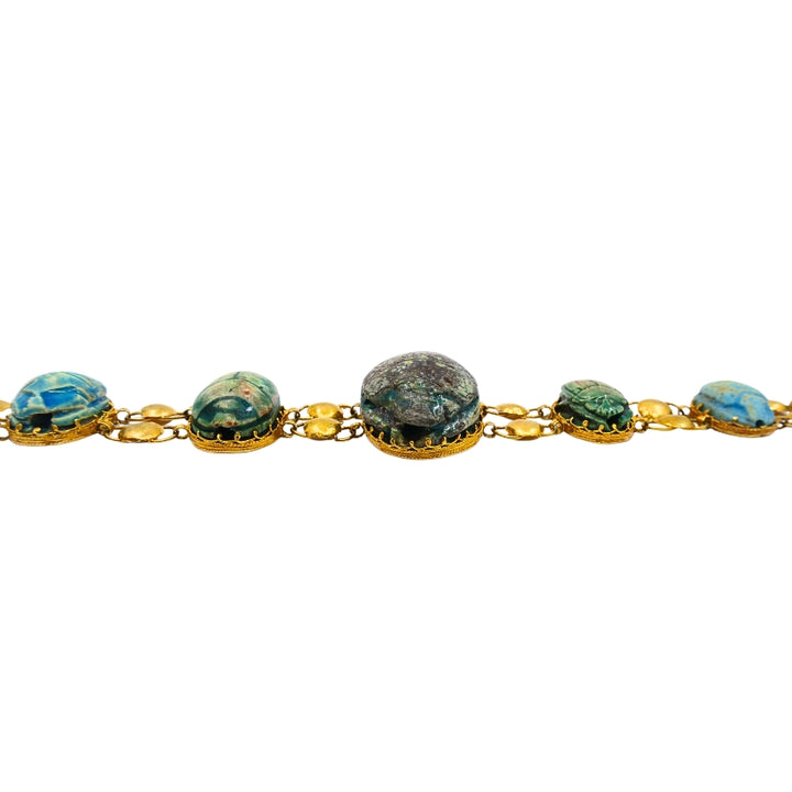 18K Gold Bracelet  Ancient Egyptian Scarabs