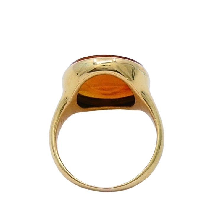 Antique Carnelian Intaglio 18k Gold Signet Ring