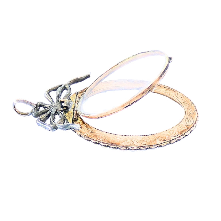 Antique 10k Gold Pearl Locket Pendant Diamond Accent Original London Box