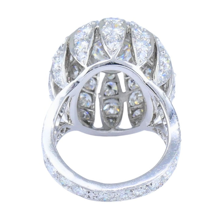 Vintage 1950s Platinum Diamond Bombe Cocktail Ring Circa 1950s Estate Jewelry