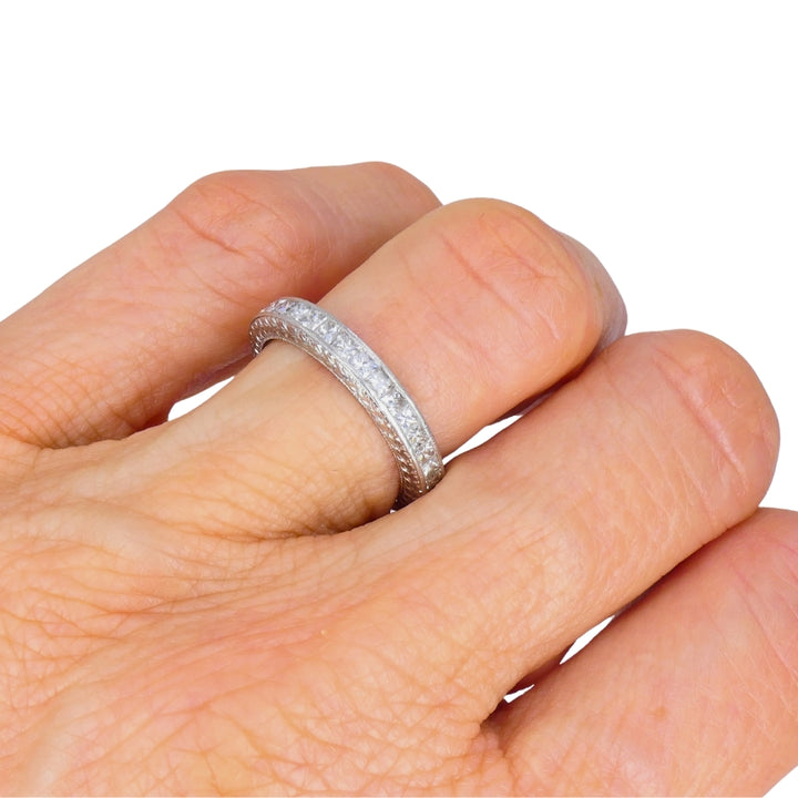 Michael Beaudry Princess Cut Diamond Eternity Band Platinum Size 6 Wedding Ring