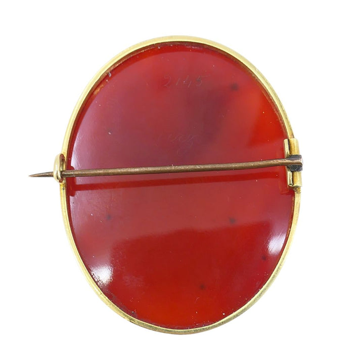 Antique 14K Gold Hardstone Agate Cameo Brooch
