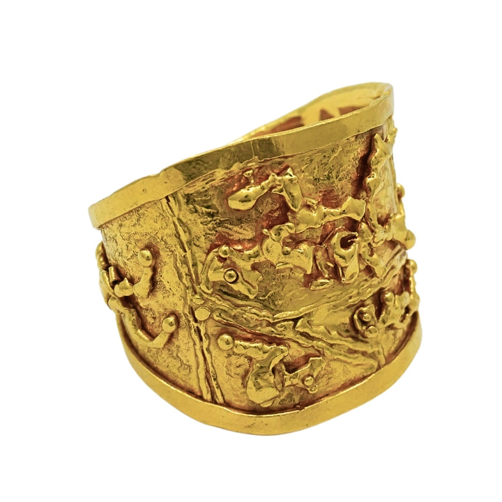 22k Gold Jean Mahie Wide Cuff Bracelet
