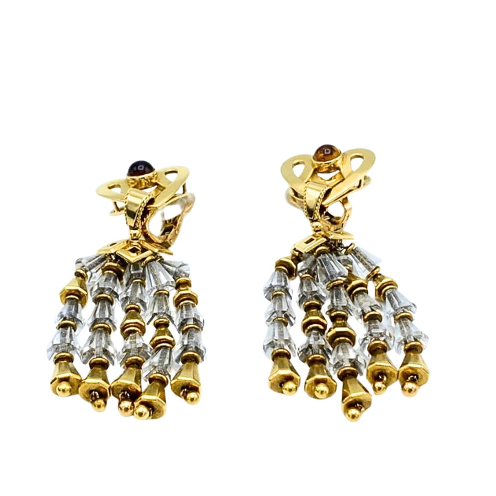 1950's Fred Leighton Yellow Gold, Citrine & Rock Crystal Dangle Earrings