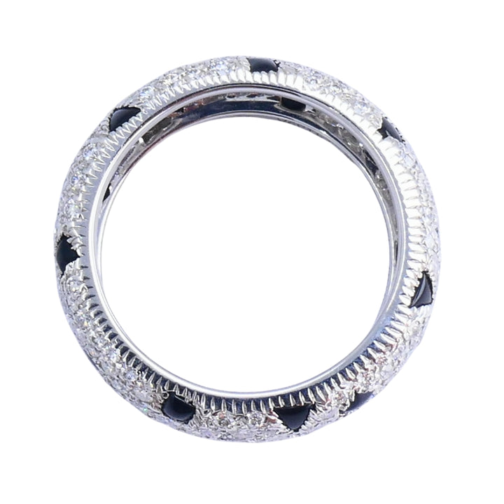Cartier Panthere Pelage 18k White Gold Diamond Black Onyx Band Ring Estate Jewelry