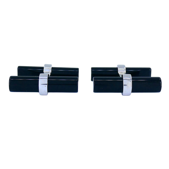 Vintage Cartier 18k White Gold Onyx Cufflinks