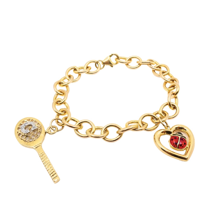 14k Gold Link Charm Bracelet Vintage Jewelry