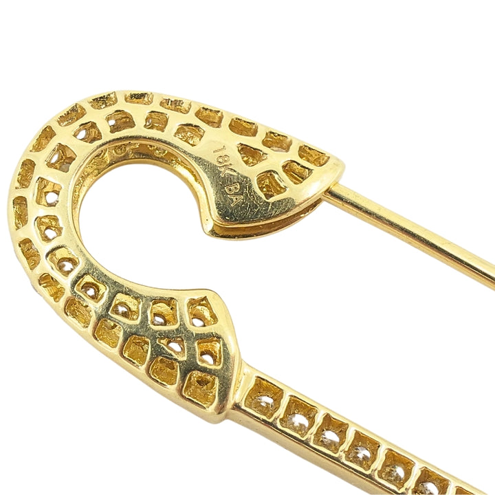 18k Gold Diamond Safety Pin Brooch
