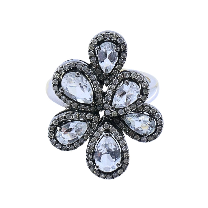 14k Gold  Diamond Floral Cocktail Ring