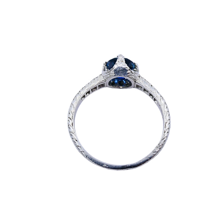 Art Deco Ring Diamond Platinum Sapphire
