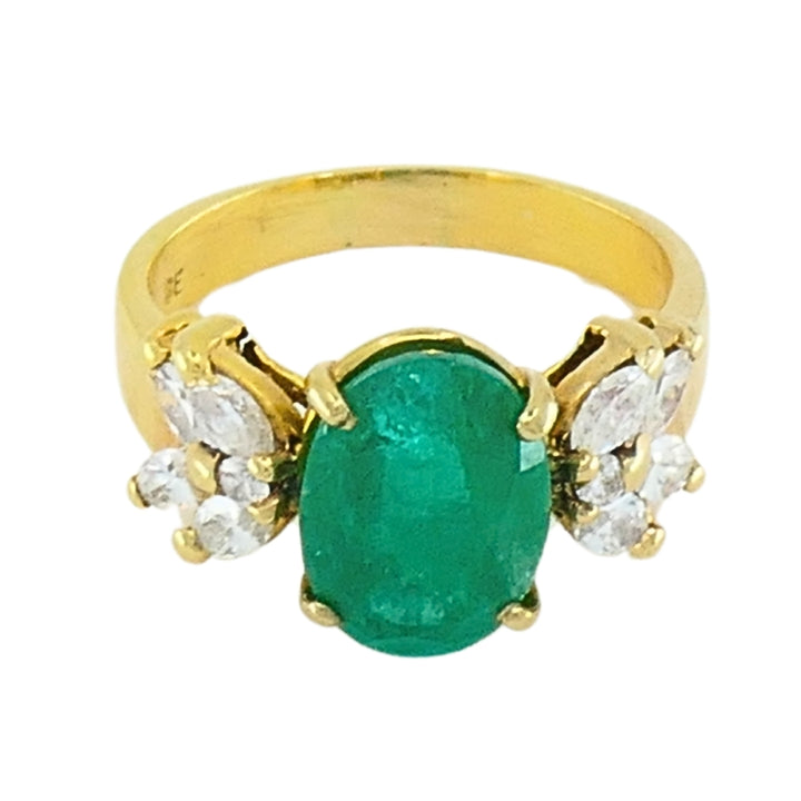 Vintage Emerald 14k Gold Diamond Ring
