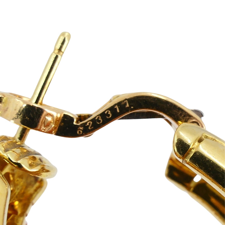 Cartier Hoop Earrings Diamond  18k Gold Triangular Pattern