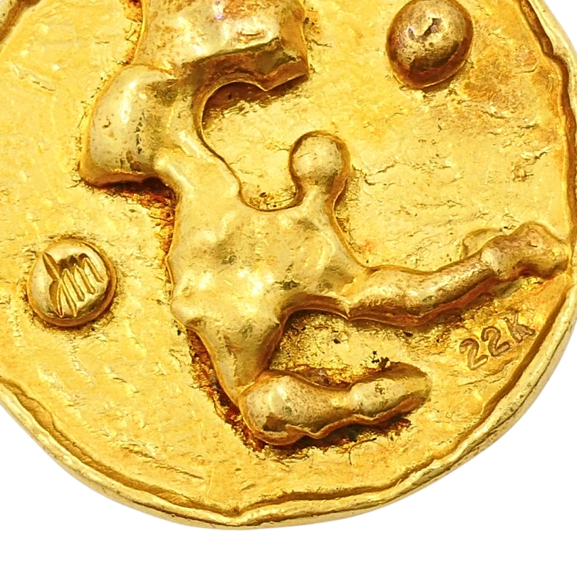 Jean Mahie 22k Gold Sculptural Abstract Pendant