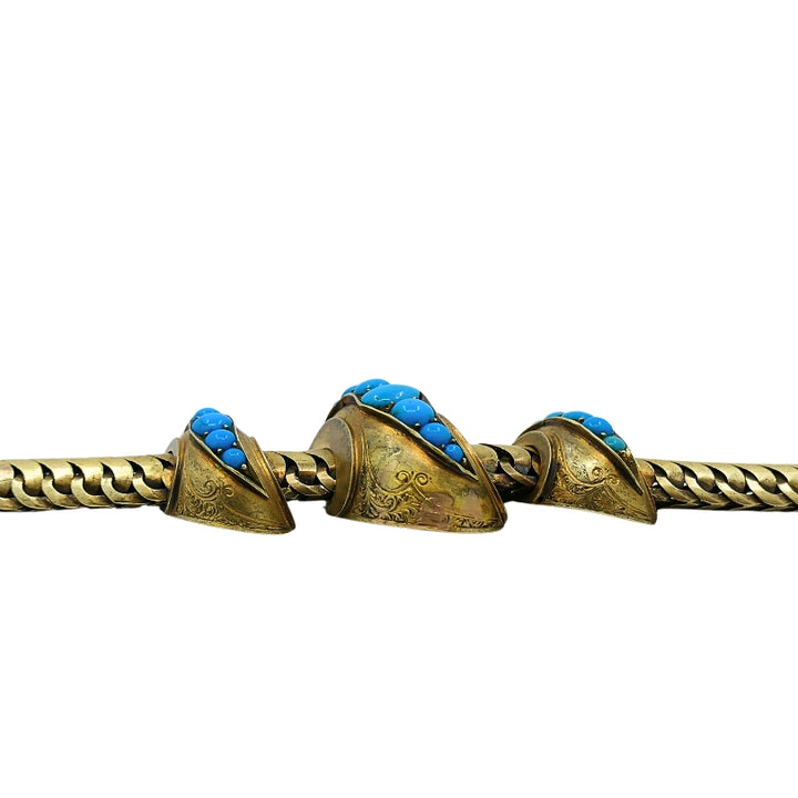 Antique Snake Bracelet Turquoise 10k Gold