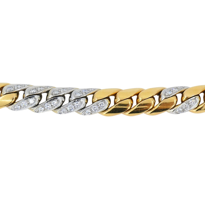 Pomellato 18k Yellow White Gold Diamond Curblink Chain Bracelet