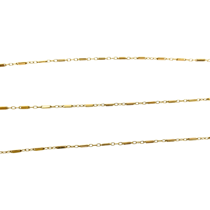 1920s Platinum Bar Pendant Sapphire Diamond & 14k Gold Chain Necklace