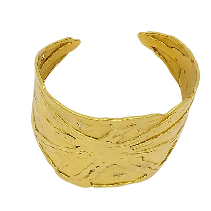 Jean Mahie 22k Gold Wide Cuff Bracelet