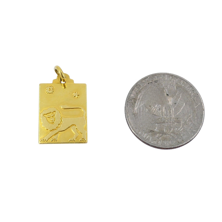 Leo Lion 18k Gold Charm Vintage Pendant